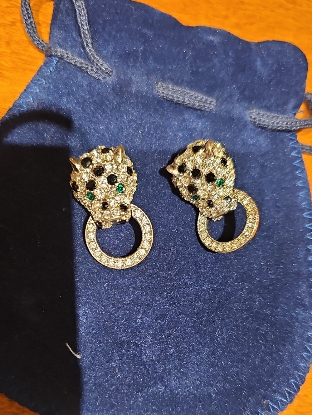KENNETH JAY LANE Gold-Tone Panther Head Hoop Drop Earrings
